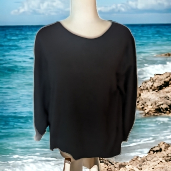 Maison Jules puff long sleeve soft deep black knit pullover sweater NWT sz XXL - Picture 11 of 12